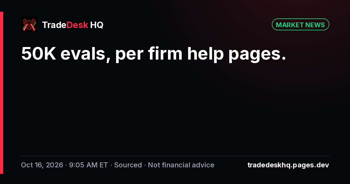 Card: 50K evals, per firm help pages.