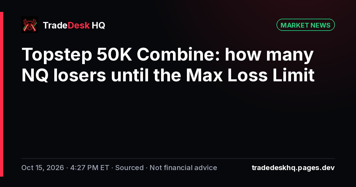 Card: Topstep 50K Combine: how many NQ losers until the Max Loss Limit